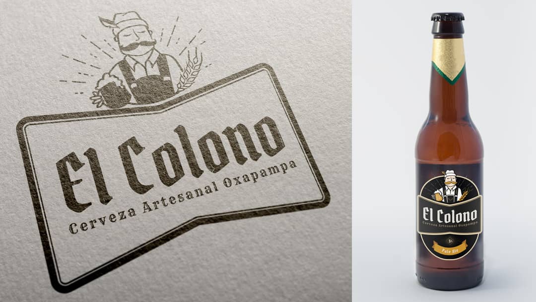 El Colono Craft Beer - Logo & Beer Bottle Label